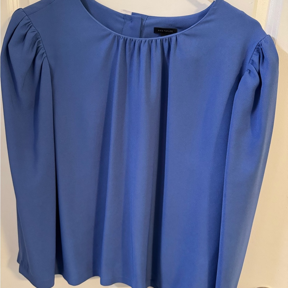 Ann Taylor Blue Relaxed Blouse with Long Sleeves